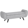 HOMCOM Storage Ottoman with Armrest, Upholstered Linen Storage Bench, Window Seat with Rubberwood Legs, Footstool for Bedroom Living Room, Hallway, Dark Grey