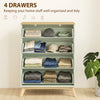 HOMCOM 4 Drawer Storage Cabinet, Chest of Drawers for Bedroom Living Room, Light Green and Oak