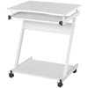 HOMCOM Mobile Computer Desk, Z-Shaped Writing Desk, PC Table for Small Spaces, Workstation with 4 Wheels & Sliding Keyboard for Home Office, Easy Assembly, White