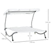 Outsunny Double Sun Lounger with Adjustable Detachable Canopy, Portable Garden Daybed for 2 with Wheels, Outdoor Sunbed Hammock with 2 Pillows, 220 KG Max. Load, White