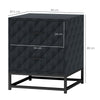 HOMCOM Bedside Tables Set of 2, Modern Bedside Table Nightstand with 2 Drawers, Bedside Cabinet Sofa Side Table with Storage, Steel Legs for Bedroom, Living Room, Black