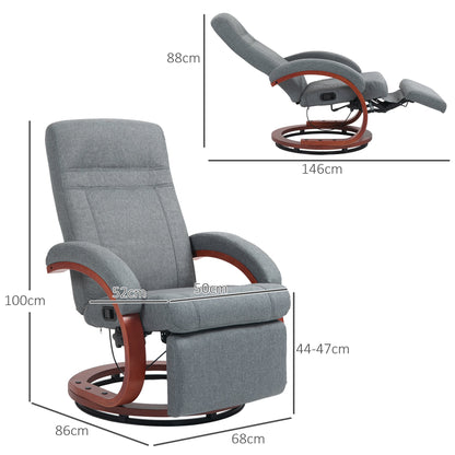 HOMCOM 135 degrees Manual Reclining Swivel Chair, with Footrest - Grey