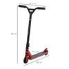 HOMCOM Street Stunt Scooter Intermediate and Beginner Freestyle Tricks Scooters For 14+ Teens Adult w/ Rear 10cm Wheel & Brake - Red