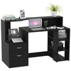 HOMCOM Computer Desk with Drawers and Storage Shelves, Office Desk Writing Table with Printer Stand, Large Workstation for Study Play Work Home Office, 137 x 55 x 92cm, Black