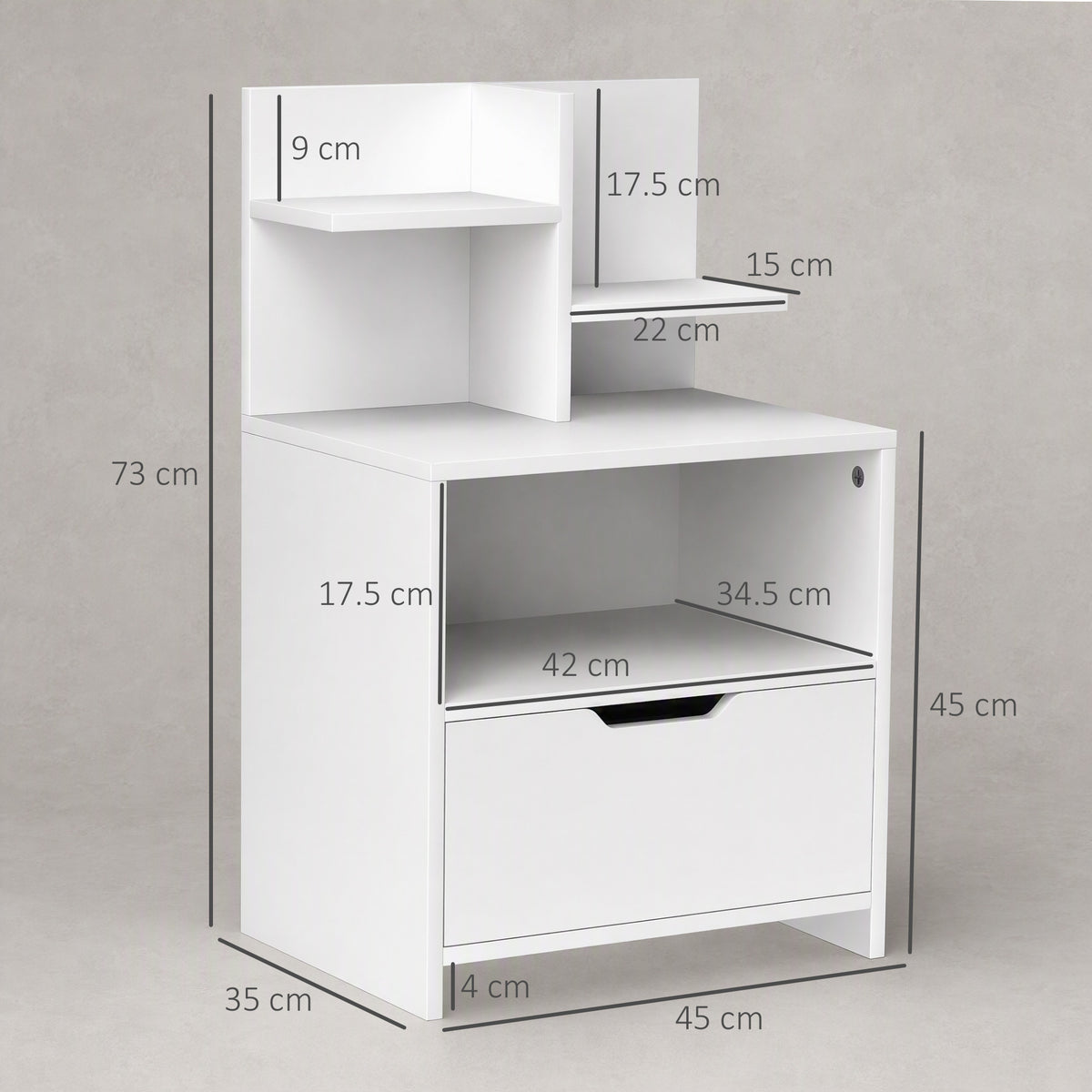HOMCOM Modern Bedside Table in White
