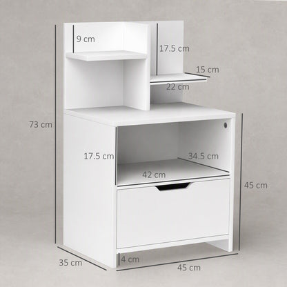 HOMCOM Modern Bedside Table in White