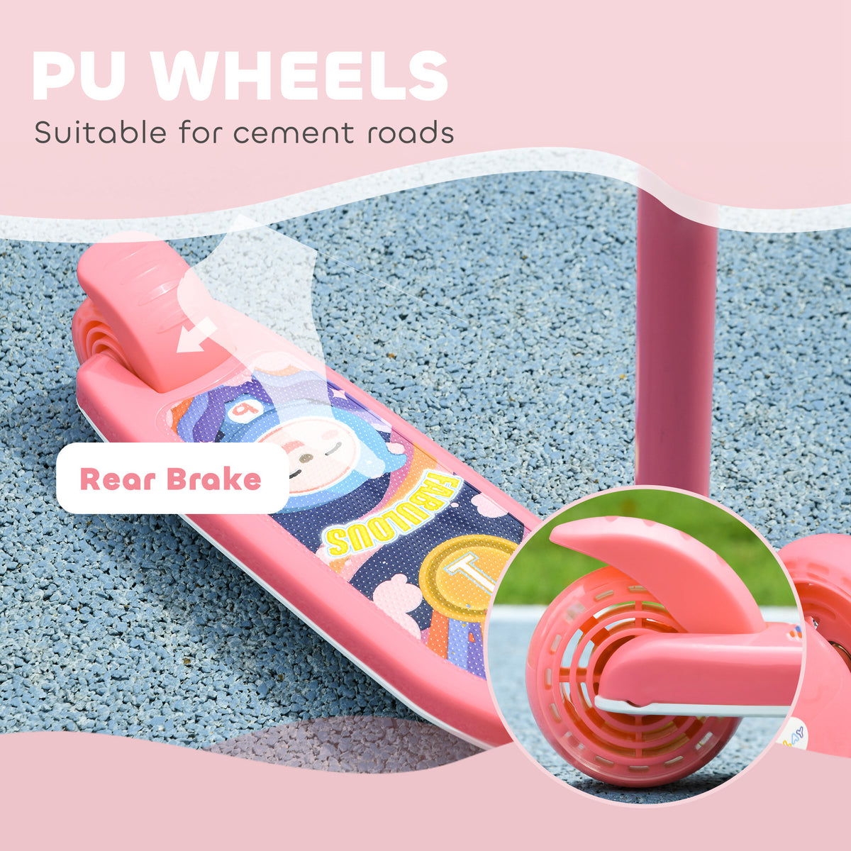 AIYAPLAY Kids 3 Wheel Scooter in Pink
