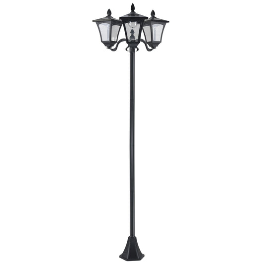 Outsunny مصباح عمود شمسي خارجي ثلاثي الرؤوس طراز فيكتوري تقليدي بطول 1.8 متر مع مستشعر LED قابل للتعتيم ومقاوم للماء IP44 – أسود