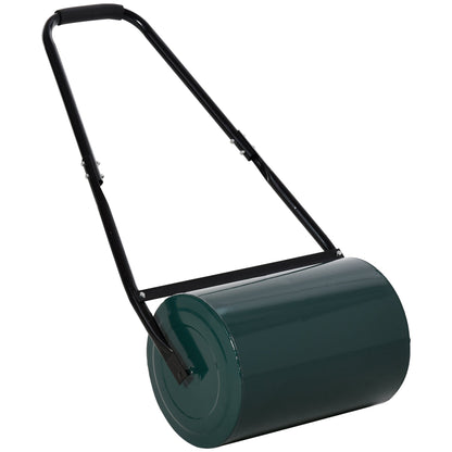 Outsunny 30 L Heavy Duty Water Or Sand Filled a30cm Garden Steel Lawn Roller Drum - Dark Green
