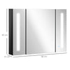 kleankin LED Bathroom Cabinet with Mirror, Wall Mounted Dimmable Brightness Storage Organiser with 3 Mirrored Doors and Adjustable Shelves, Memory Function, USB Charge, High Gloss Black