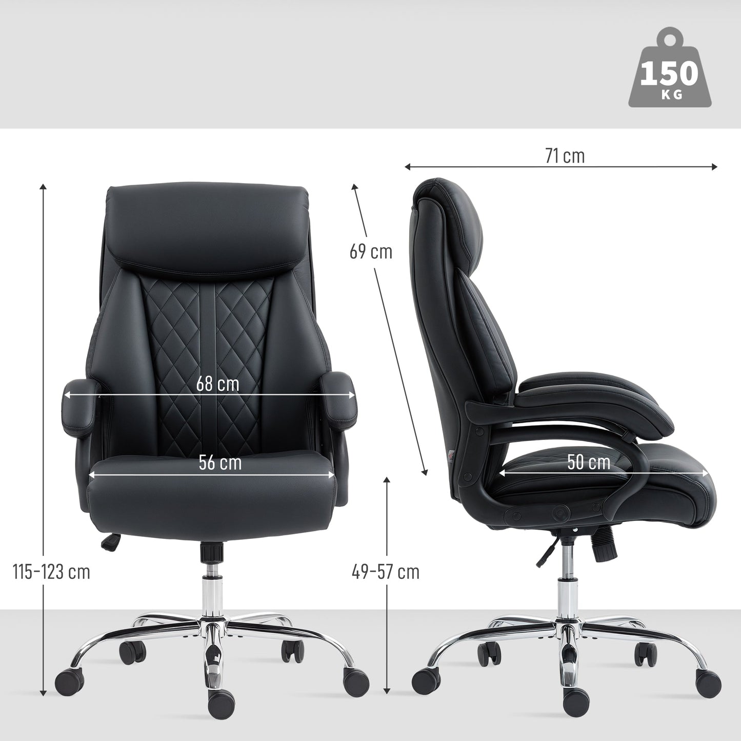 HOMCOM Executive Office Chair with Spring Padding - Black