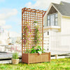 Outsunny Raised Bed with Drainage Holes, Wood Planter with Trellis for Climbing Plants to Grow Vegetables, Flowers, Yellow