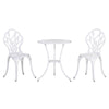 Outsunny 3 Piece Patio Bistro Set for 2, Outdoor Aluminium Garden Table and Chairs with Umbrella Hole for Balcony, White