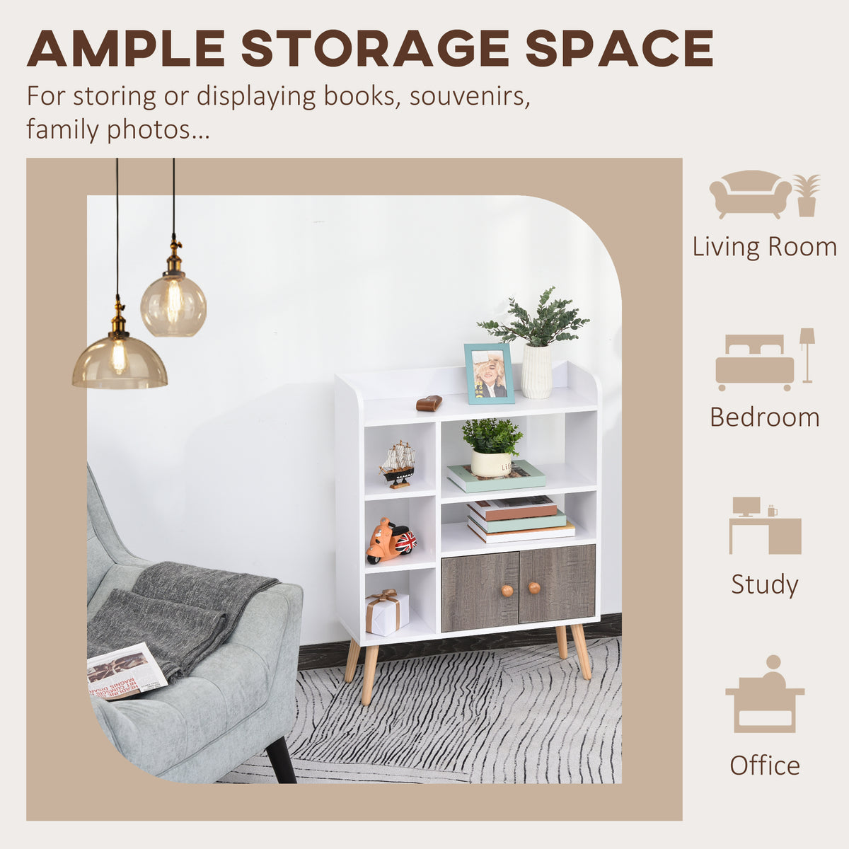 HOMCOM Bookcase in White