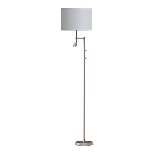 HOMCOM Modern Floor Lamp with Built-In Reading Light, Standing Lamp with Independent Switch, Satin Nickel