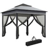 Outsunny 3 x 3(m) Pop Up Gazebo, Height Adjustable Instant Event Shelter with Netting and Carrying Bag, Grey