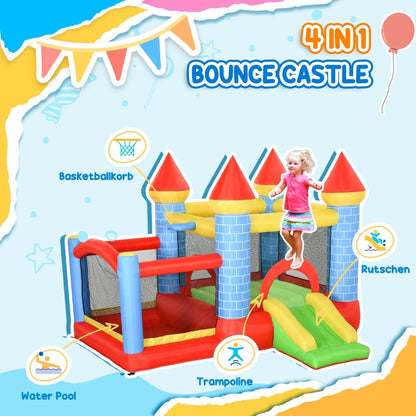 Outsunny Kids Bounce Castle Inflatable Trampoline Slide Pool Basket for Kids Age 3-10, 3 x 2.75 x 2.1m