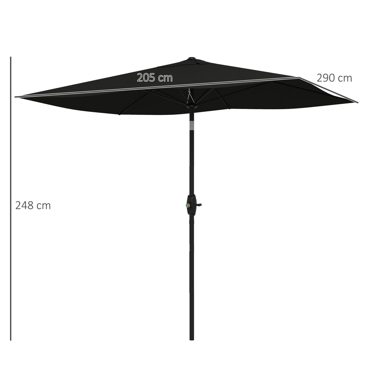 Outsunny Garden Parasol Umbrella with Aluminium Pole in Black
