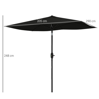 Outsunny Garden Parasol Umbrella with Aluminium Pole in Black