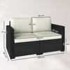 Outsunny 2 Seater Rattan Sofa, Outdoor Garden Sofa with Deep Seat, Cushions, Wide Armrests for Patio, Balcony, Porch, Black