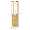 kleankin Tall Bathroom Cabinet, Slim Storage Cabinet, Tallboy Bamboo Storage Unit with 3-Tier Storage Shelves and Freestanding Organiser, Natural