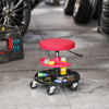 HOMCOM Rolling Mechanic Stool, 135kg Capacity Workshop Stool, 360Â° Swivel Roller Padded Creeper Seat with Wheels, Tool Trays Storage for Garage, Shop, Auto Repair, Red