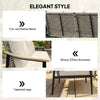 Outsunny 3 Seater Rattan Sofa, Outdoor Garden Sofa with Wood-Effect Armrests, Cushions for Patio, Balcony, Khaki