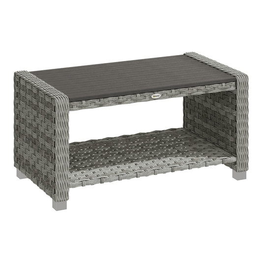 Outsunny Outdoor Coffee Table with Storage Shelf in Grey