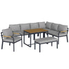 Outsunny 7 Seater Garden Furniture Set, Metal Garden Sofa Set with Cushions, Outdoor Furniture Conversation Sets, Light Grey
