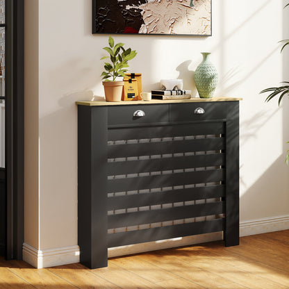 غطاء رادياتير HOMCOM 95.5 ارتفاع × 111 عرض سم، مع درج - أسود