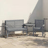 Outsunny Wooden Garden Furniture Set with Parasol Hole, 1 Chair, 1 Bench and Detachable Table, Grey Embossed Finish