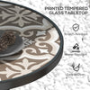 Outsunny Î¦60 Garden Table, with Glass Printed Tabletop - Brown