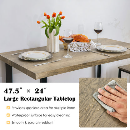 4 Pieces Metal Frame Industrial Breakfast Table Chair Set
