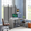 6 Feet 4-Panel Light Weight Room Divider with Polyester Cloth-Grey