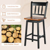 Set of 2 97cm Swivel Rubber Wood Bar Stools with Backrest and Footrest-Black
