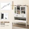 Wooden Kitchen Sideboard with Wine Rack 2 Glass Doors and Drawers-White