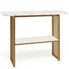 2-Tier Faux Marble Console Table for Entryway Living Room Bedroom-White & Golden
