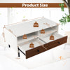Rectangle Sofa Tea Table with Sturdy Metal Legs for Home Office-White