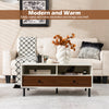 Rectangle Sofa Tea Table with Sturdy Metal Legs for Home Office-White