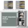 Freestanding Storage Cabinet with Tempered Glass Door and Open Shelves-Grey