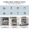 Freestanding Storage Cabinet with Tempered Glass Door and Open Shelves-White