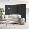 3-Panel Folding Room Divider with Wheels for Living Room Bedroom-Grey