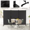 3-Panel Folding Room Divider with Wheels for Living Room Bedroom-Grey