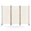 3-Panel Folding Room Divider with Wheels for Living Room Bedroom-Beige