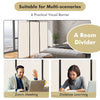 3-Panel Folding Room Divider with Wheels for Living Room Bedroom-Beige