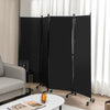 4-Panel Folding Room Divider with Wheels for Living Room Bedroom -Black