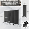 4-Panel Folding Room Divider with Wheels for Living Room Bedroom-Grey