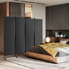 4-Panel Folding Room Divider with Wheels for Living Room Bedroom-Grey