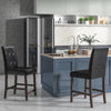 Set of 2 Padded Bar Stools with Rubber Wood Legs
