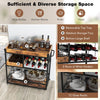 Home Bar Serving Car with Removable Tray-Rustic Brown